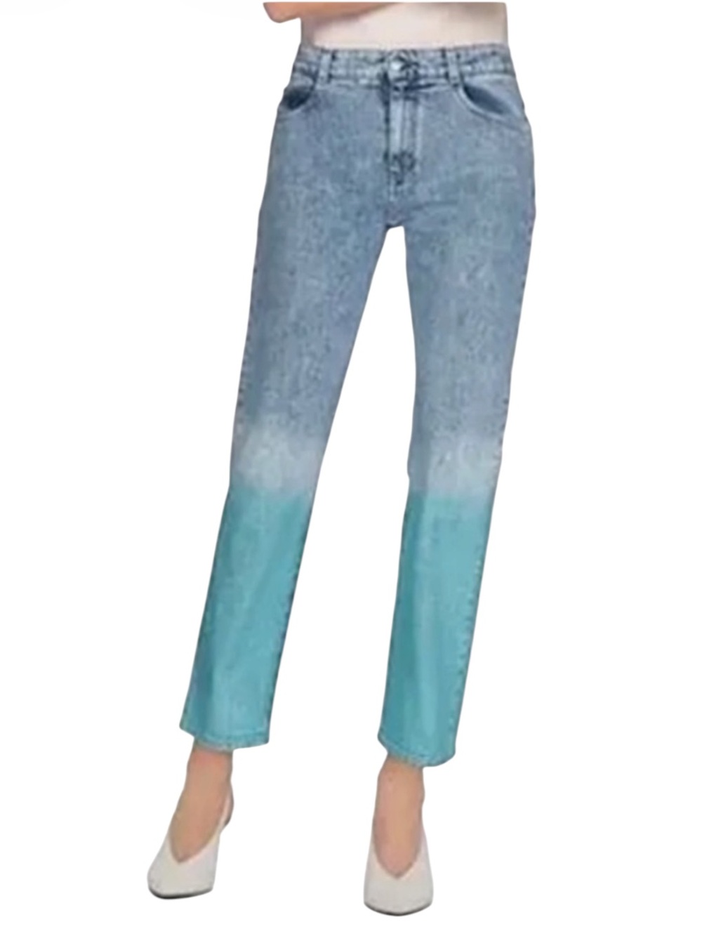 Stella McCartney mid rise boy degrade ombré teal blue dip dye jeans size 26
